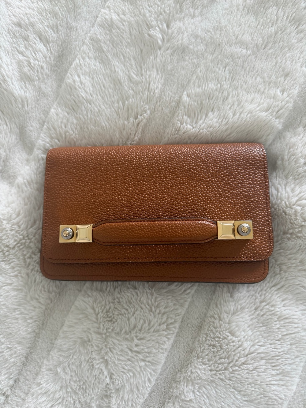 henri bendel Brown Textured Leather Wallet with Gold Hardware